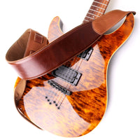 Wide Genuine Leather Guitar Strap Two-Tone Leather Guitar Strap Comfortable Secure for Bass Players