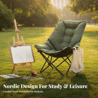 Foldable Portable Moon Chair Long-Lasting Lightweight Sketch Stool Quick Setup Collapsible Artist Chair Reinforced Steel Frame for Art Students, Travelers, Sketching, Outdoors, Travel, Picnic