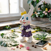 Bunny Flower Pot Sculpture Cute Resin Bunny Statue Seasonal Garden Decoration for Lawn, Balcony