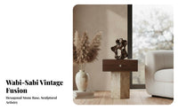 Sofa Side Table Wabi-Sabi Aesthetic Mushroom-Shaped Storage Table Vintage Look Multi-Functional for Bedroom, Study