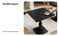 Black Square Table French and Design Square Coffee Table Vintage Design Professional-Grade Grade for Restaurant Owners, Cafe