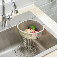 Kitchen Sink Drainer and Sink Strainer, Stainless Steel Leftover Food Strainer with Suction Cup, Home Kitchen Dishwashing Sink Net for Food Waste
