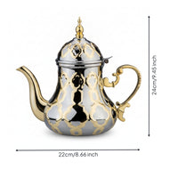Moroccan Teapot Polished Finish Tableware Embossed Detailing