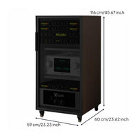 Home Theater Amplifier Cabinet Mobile Wheels AV Equipment Rack Cabinet Locking Casters Glass Door Audio Stand for Audiophiles, KTV
