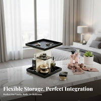 Rotating Makeup Tower Easy to Clean Multi-Compartment cosmetic Station for Bedroom