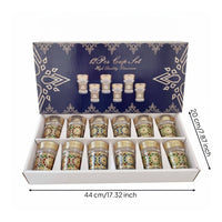 12 Pieces Tea Cup Set Clear Cups with Gold Rim Transparent for Restaurants