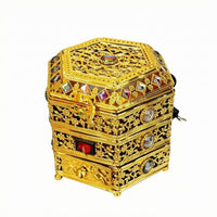 Electric Incense Burner Filigree Metal Incense Burner Electric Censer Gemstone Inlay Home Fragrance Lidded