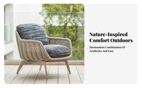 4 Pieces Weather-Resistant 4-Piece Sofa and Armchair Set Easy Maintenance Loveseat and Armchair Set Sturdy Frame Outdoor Furniture Modern Design for Hotel Owners, vacation destination Managers, Garden, Balcony, rearyard, waterside