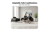 Genuine Leather Modern Business Sofa Minimalist design Multi-Piece Seating Group configurable Assembly Commercial Furniture long-lasting Construction for Office Visitors, Clients, Interior Designers, Reception Area, Waiting Room, Lobby