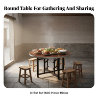 Round Dining Table with Turntable Strong Load-Bearing Round Dining Table Turntable Stable and Firm Household Furniture for Home, Kitchen, Living Room