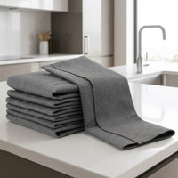 Highly Absorbent Microfibre Cloth, Dark Gray Microfibre Towel for Glass Panes and Glass, Stitched Border Cleaning Tool for Kitchens