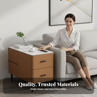Multi-Drawer End Table Minimalist Design Household Furniture Easy to Clean Abrasion Resistant Top for Adults, Living Room