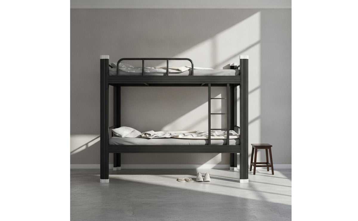 Metal Bunk Bed Space-Saving Steel Bunk Bed Sturdy Furniture for Students, Dorm Rooms, Student Accommodations, Compact Bedrooms