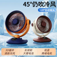 Rechargeable Oscillating Desktop Fan with USB, 3-Blade, ABS, 4 Speeds