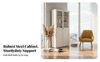 Modern Design Floor-Standing Cupboard with Glass Doors sturdy Construction bookshelf Display Cabinet for Book Lovers, Collectors, Homeowners, Living Room, Study, Home Office, Bedroom