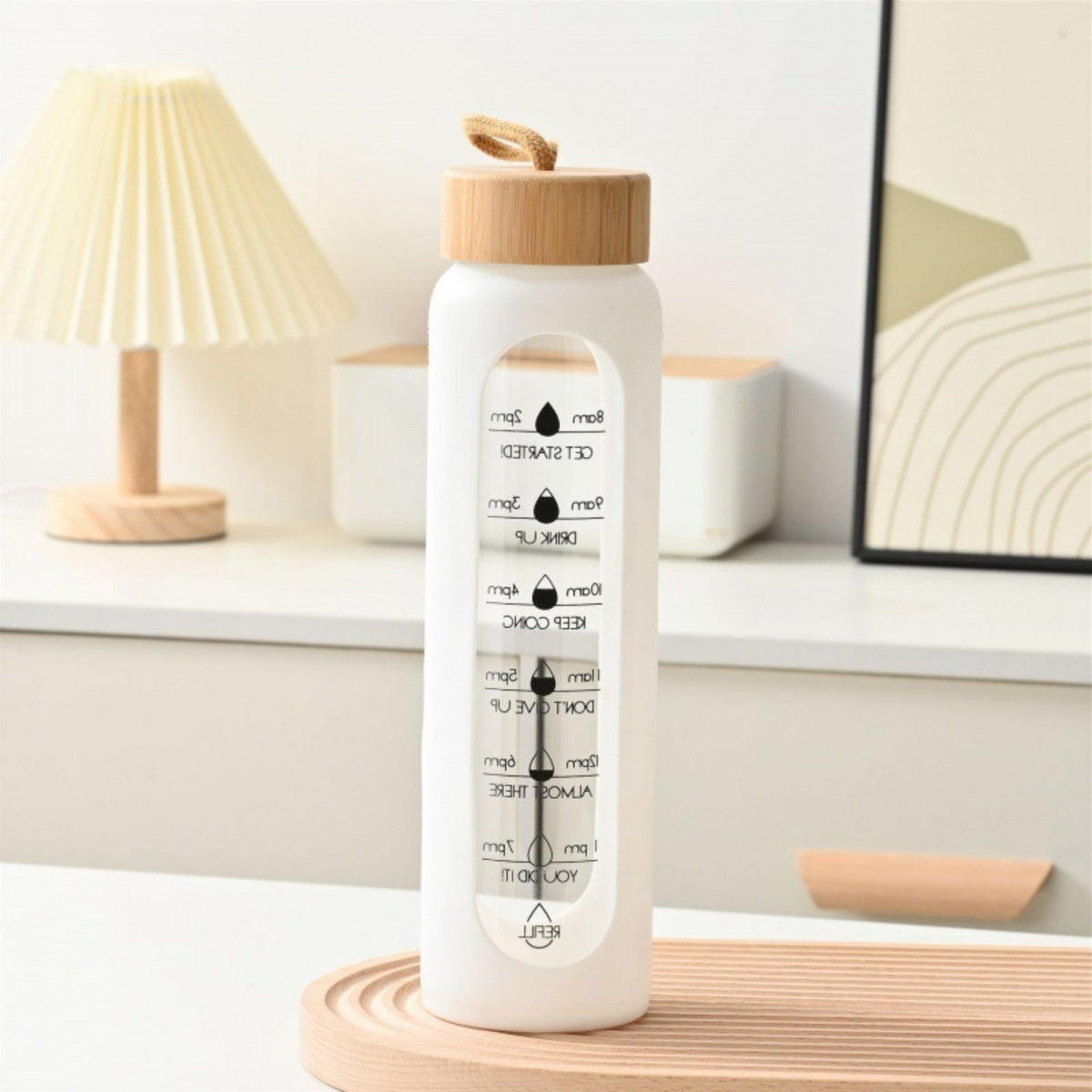 Large Capacity Bamboo Lid Glass Bottle Portable Design Glass Bottle Bamboo Lid Complimentary for Fitness Enthusiasts, Students, Travel, Home