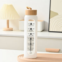 Large Capacity Bamboo Lid Glass Bottle Portable Design Glass Bottle Bamboo Lid Complimentary for Fitness Enthusiasts, Students, Travel, Home