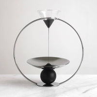 Modern Hourglass Ornament with Metal Frame Sculptural Hourglass Silver-Toned Sand Timer Clear for Desktop, Home Decor, Living Room, Bookshelf