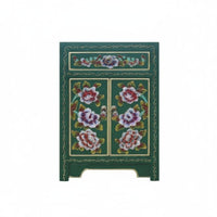 Hand-Painted 2-Drawer Cabinet Vintage Look Nightstand Fully Assembled Sturdy Construction for Homeowners, Partners