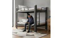 Iron Bunk Bed Double-Layer Metal Bunk Bed Space-Saving Furniture for Students, Roommates, Student Apartments, Worker Housing, Shared Bedrooms