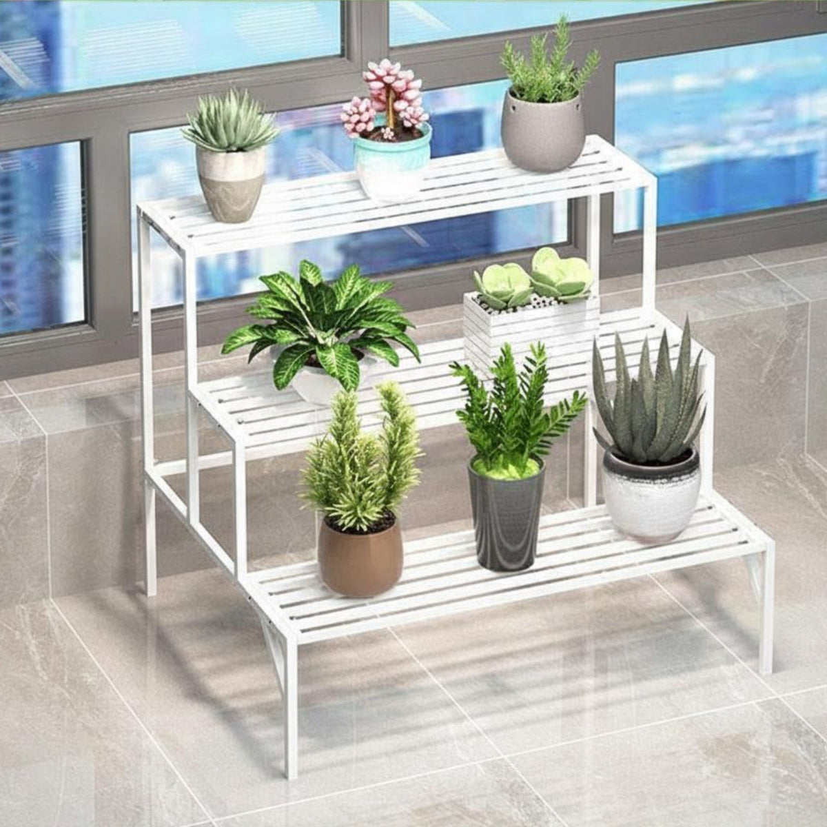 Indoor & Outdoor Use Multi-Level Plant Rack Waterproof Tiered Pot Stand Rust-Proof Flower Display Sturdy and Stable for Gardeners, Apartment Dwellers, Homeowners, Balcony, Living Room, Office, Corner