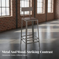 Rustic Pub Table and Stools Sturdy Construction Business-Grade Furniture Built-in Footrest Retro Design for Adults, Adults, Bar