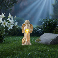 Cemetery Angel Memorial Light Hand-Painted Praying Angel Garden Light for Lawn