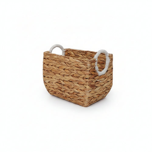 Straw Storage Basket Eco-Friendly Woven Storage Basket with Handles Artisanal