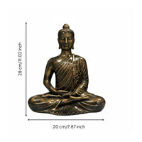 Meditating Buddha Sculpture Antique Finish Seated Buddha Figurine for Buddhists