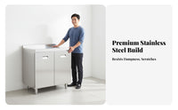 Rust Resistant Stainless Steel Kitchen Cabinet Easy to Clean Metal Kitchen Storage Cabinet Anti Metal Utility Cupboard Waterproof for Small Apartment Dwellers, Homeowners, Landlords, Pantry, Garage, Office, Dining Room