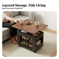 Lifting Top Trolley Table Mobile with casters Side Cabinet Retro Design for Hosts
