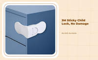 Kid Protection Cabinet Lock, Adjustable Drawer Latch, no tools needed, Infant Proofing for Fridge & Cupboard