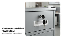 Bedside Nightstand Cabinet Stainless Steel Storage Cabinet Sturdy and Metal Nightstand Locker for Bedroom, Balcony, Garage