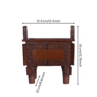 Ancient Bronze Vessel Reproduction Traditional Chinese Style Bronze Ding Ornament Desk Display Square Tripod Scent Holder for Desktop, Home Shelf