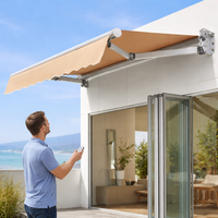Electric Retractable Awning 2m Polyester Wall-Mounted Type Sun Shade Veranda Terrace Sun Protection UV Block