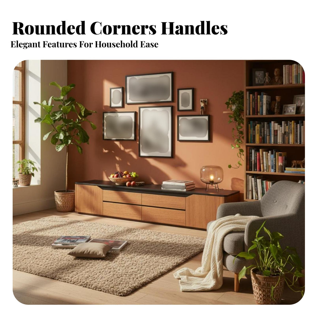 2 Pieces Rounded Corner media unit media unit media unit console and Coffee Table Retro design TV stand including Storage Cabinets Modern Minimalist Design Living Room Set for Bedroom
