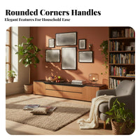 2 Pieces Rounded Corner media unit media unit media unit console and Coffee Table Retro design TV stand including Storage Cabinets Modern Minimalist Design Living Room Set for Bedroom