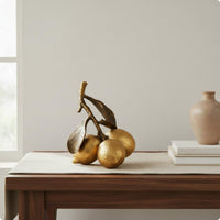 Gold Lemon Ornament Textured Surface Fruit Statue Artisanal for Bookshelf