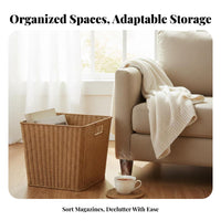 Woven Magazine Bin Large Capacity Rectangular Woven Basket Long-Lasting