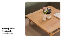 Wabi-Sabi Aesthetic Low silhouette Square Table Vintage Inspired Square Block Table full Wood Construction Living Room Furnishing Rustic Design for Guesthouse Owners, Homeowners, Families, Small Apartment, Reception Area, Lounge, Den