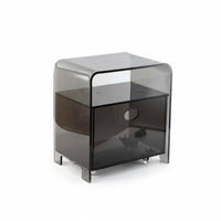 Transparent Look Clear Multi-Tier Table Modern Design Clear C-Shaped End Table with Magazine compartment Minimalist aesthetic Nightstand Easy to Clean for Apartment Dwellers, Homeowners, Students, Bedroom, Small Spaces, Living Room, Home Office