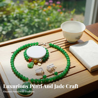 Faux Pearl and Jade Set Gift Box Included Faux Pearl Jewelry Set Classic