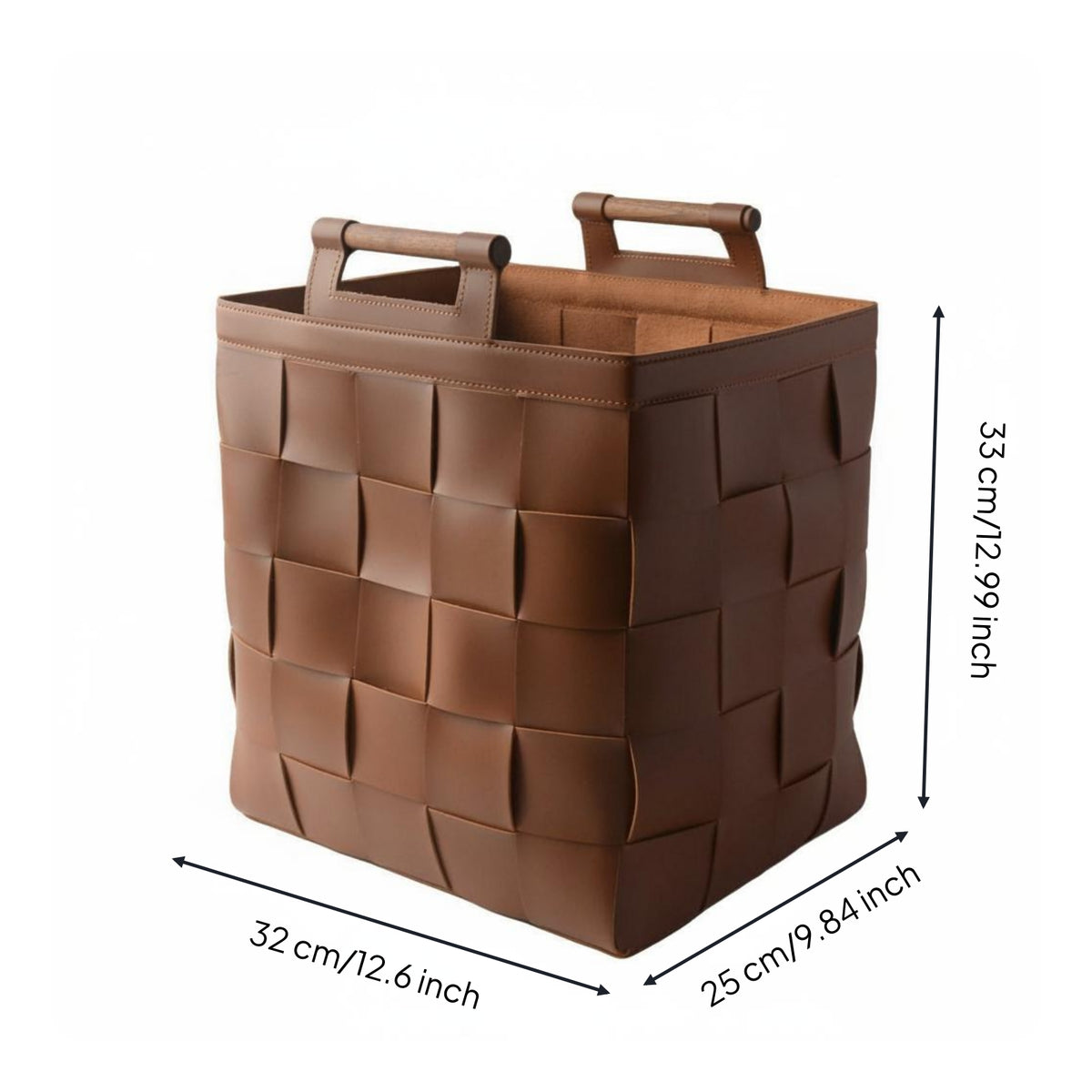 Woven Leather Basket Rigid Structure Laundry Hamper Breathable Home Storage for Closet
