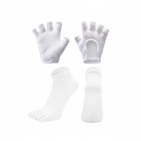 Non-Slip Pilates Socks and Gloves Non-Slip Stretching Gloves and grip Socks Set Breathable Exercise Accessories for Women, Yogis, Gym