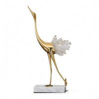 Crane Statue with Marble Base Elegant Ornament Slender Decor for Homeowners, Art Collectors, Shelf