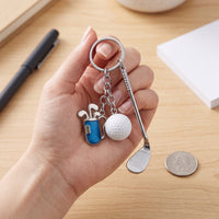 Mini Golf Bag Keychain with Club and Ball Charm, Zinc Alloy Golf Souvenir Gift