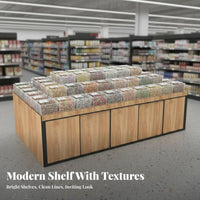 Bulk Food Display Cabinet Multi-Tier Supermarket Island Display Large Capacity Retail Island Counter for Retailers, Supermarkets, Candy Shops, Bakery