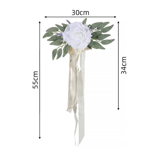 Car Mirror Flower Decor Realistic Wedding Chair Flower Reusable for Ceremony