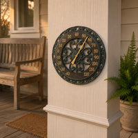 Outdoor Wall Thermometer Timepiece Battery No-Cost Home Decor for Courtyard