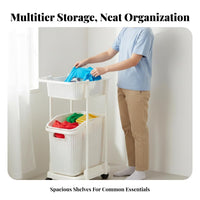 Tiered Rolling Laundry Sorter Large Capacity Vertical Rolling Hamper for Parents